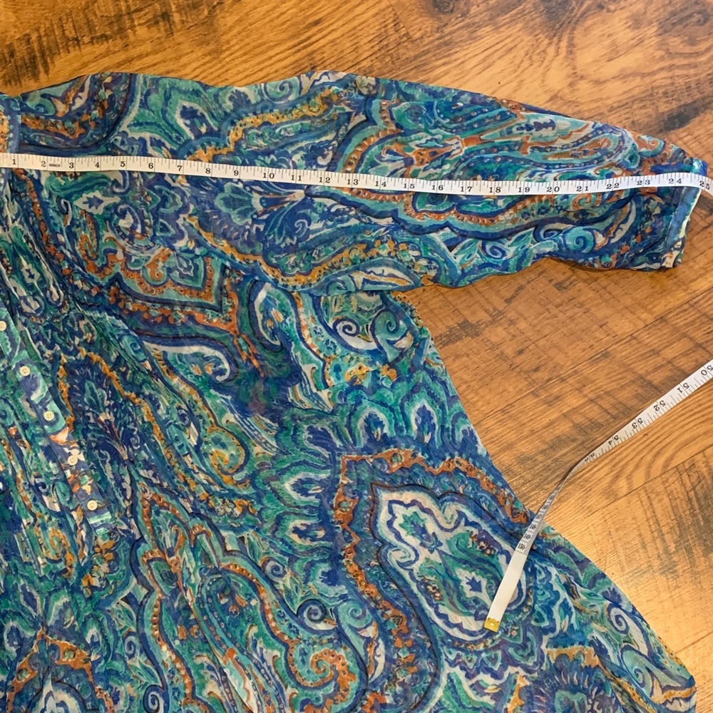 Ralph Lauren Blue and Aqua Paisley Sheer Tunic - Picture 6 of 12